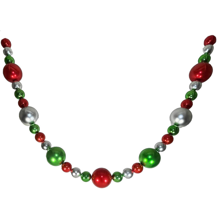 Christmas By Krebs Giant Garland, [1 Piece], Commercial Grade Indoor and Outdoor Shatterproof Plastic Garland Decoration (True Love Red, Limeade Green & Looking Glass Silver UV Resistant - 10 Feet)