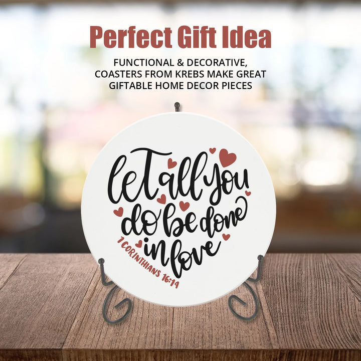 4" Round Ceramic Coasters - Love You Mom, 4/Box, 2/Case, 8 Pieces - Christmas by Krebs Wholesale