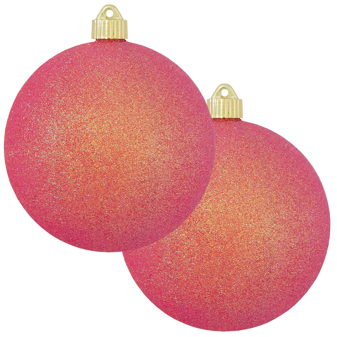 Christmas By Krebs 6" (150mm) Fire Red Glitter [2 Pieces] Solid Commercial Grade Indoor and Outdoor Shatterproof Plastic, Water Resistant Ball Ornament Decorations