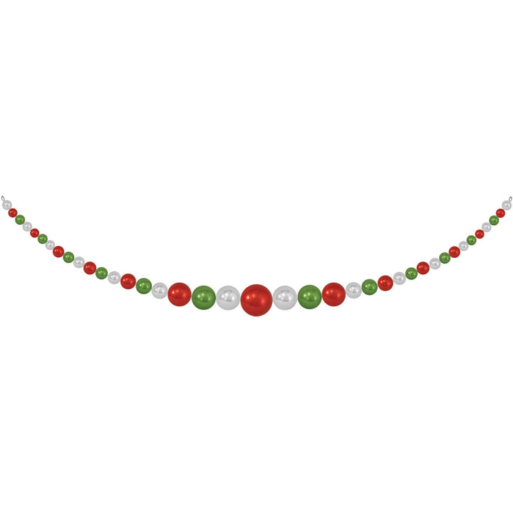 Christmas By Krebs Giant Garland, [1 Piece], Commercial Grade Indoor and Outdoor Shatterproof Plastic Garland Decoration (True Love Red, Limeade Green & Looking Glass Silver UV Resistant - 11.5 Feet)